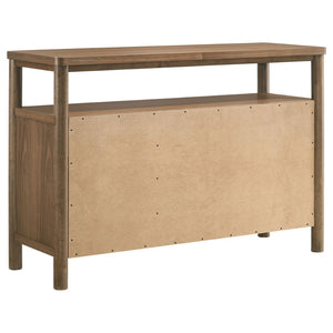 English Elm Graham Walnut Veneer Sideboard with Three Doors Open Shelf and Adjustable Storage B062P511916