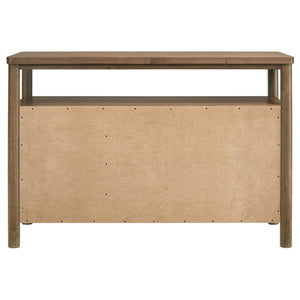 English Elm Graham Walnut Veneer Sideboard with Three Doors Open Shelf and Adjustable Storage B062P511916
