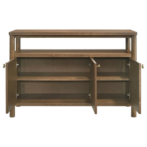 English Elm Graham Walnut Veneer Sideboard with Three Doors Open Shelf and Adjustable Storage B062P511916