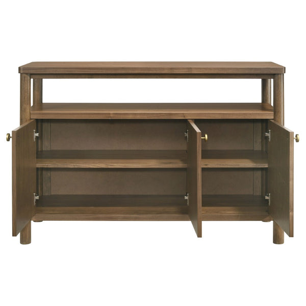 English Elm Graham Walnut Veneer Sideboard with Three Doors Open Shelf and Adjustable Storage B062P511916