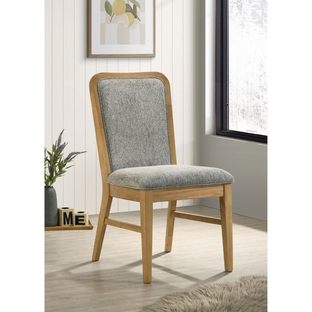 English Elm Teleli Upholstered Dining Chairs Set of 2 Rubberwood Curved Back Grey Fabric B062P511926
