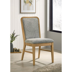 English Elm Teleli Upholstered Dining Chairs Set of 2 Rubberwood Curved Back Grey Fabric B062P511926