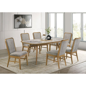 English Elm Teleli Upholstered Dining Chairs Set of 2 Rubberwood Curved Back Grey Fabric B062P511926