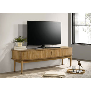 English Elm Teleli Ash Veneer Media Console with Reeded Doors for Mid-century Living Rooms B062P511932