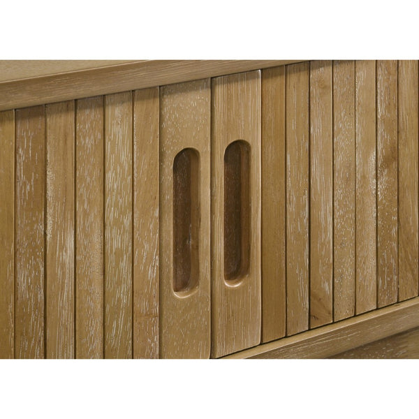 English Elm Teleli Ash Veneer Media Console with Reeded Doors for Mid-century Living Rooms B062P511932