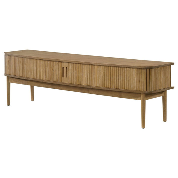 English Elm Teleli Ash Veneer Media Console with Reeded Doors for Mid-century Living Rooms B062P511932