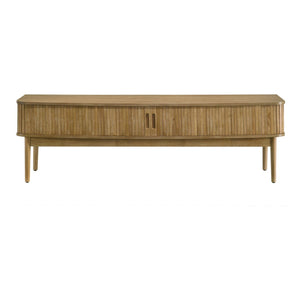 English Elm Teleli Ash Veneer Media Console with Reeded Doors for Mid-century Living Rooms B062P511932