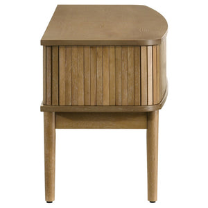 English Elm Teleli Ash Veneer Media Console with Reeded Doors for Mid-century Living Rooms B062P511932