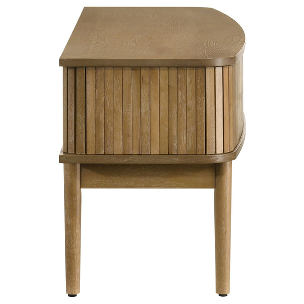 English Elm Teleli Ash Veneer Media Console with Reeded Doors for Mid-century Living Rooms B062P511932