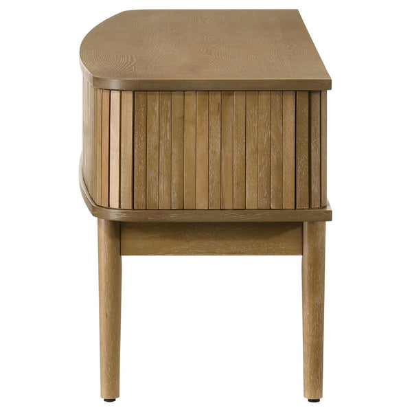 English Elm Teleli Ash Veneer Media Console with Reeded Doors for Mid-century Living Rooms B062P511932