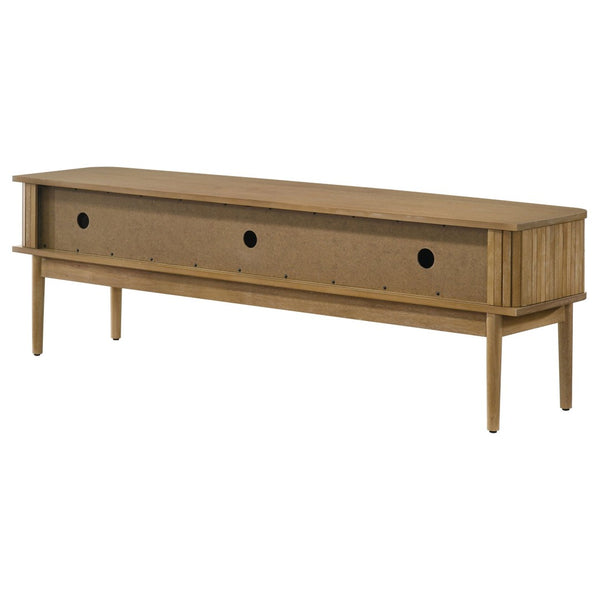 English Elm Teleli Ash Veneer Media Console with Reeded Doors for Mid-century Living Rooms B062P511932
