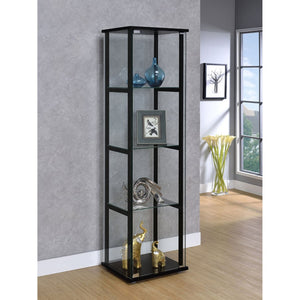 English Elm Crestwood Tall Glass Curio Cabinet with Metal Frame for Living Room Corner Display B062P511933