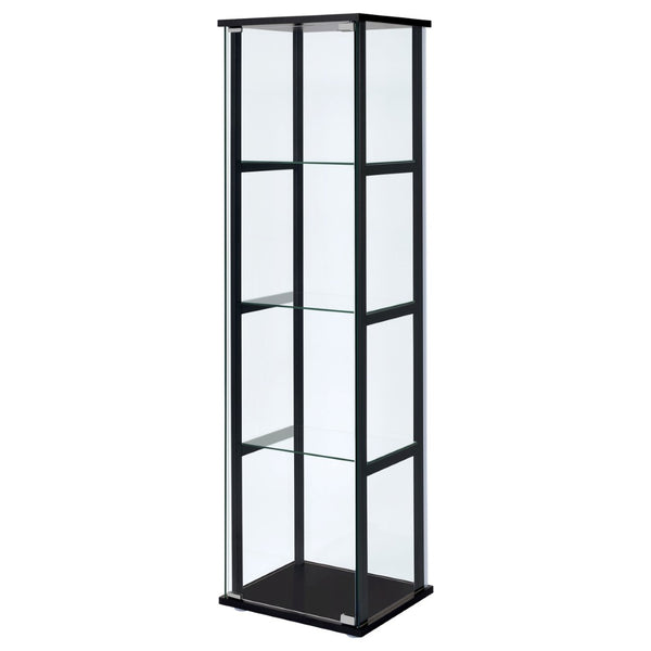 English Elm Crestwood Tall Glass Curio Cabinet with Metal Frame for Living Room Corner Display B062P511933