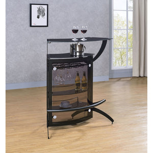 English Elm Elaina Modern Home Bar with Smoked Acrylic Panels Stemware Rack and Wine Storage B062P511934