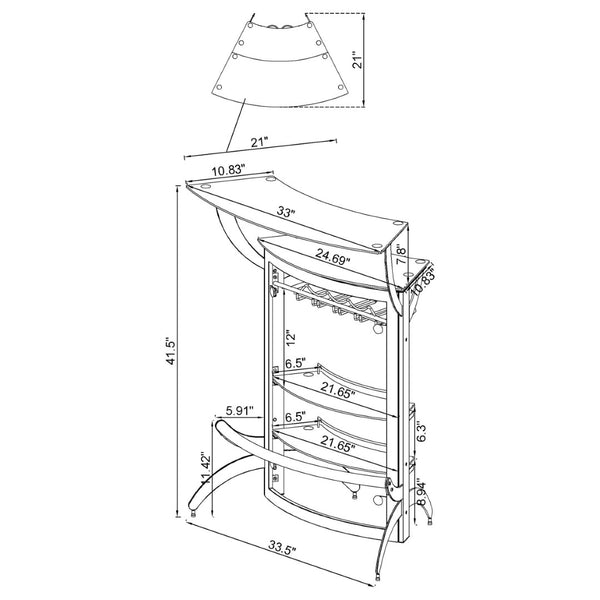 English Elm Elaina Modern Home Bar with Smoked Acrylic Panels Stemware Rack and Wine Storage B062P511934