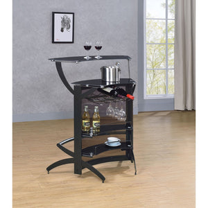 English Elm Elaina Modern Home Bar with Smoked Acrylic Panels Stemware Rack and Wine Storage B062P511934