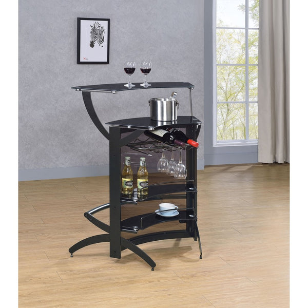 English Elm Elaina Modern Home Bar with Smoked Acrylic Panels Stemware Rack and Wine Storage B062P511934