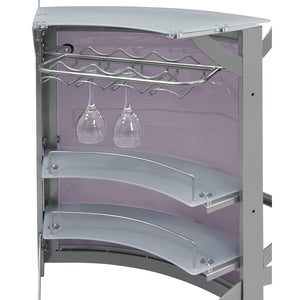 English Elm Elaina Glam Silver Metal Bar Cart with Smoked Acrylic Panels and Stemware Rack B062P511938