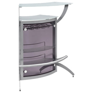 English Elm Elaina Glam Silver Metal Bar Cart with Smoked Acrylic Panels and Stemware Rack B062P511938