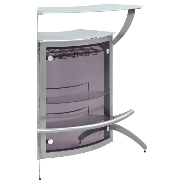 English Elm Elaina Glam Silver Metal Bar Cart with Smoked Acrylic Panels and Stemware Rack B062P511938