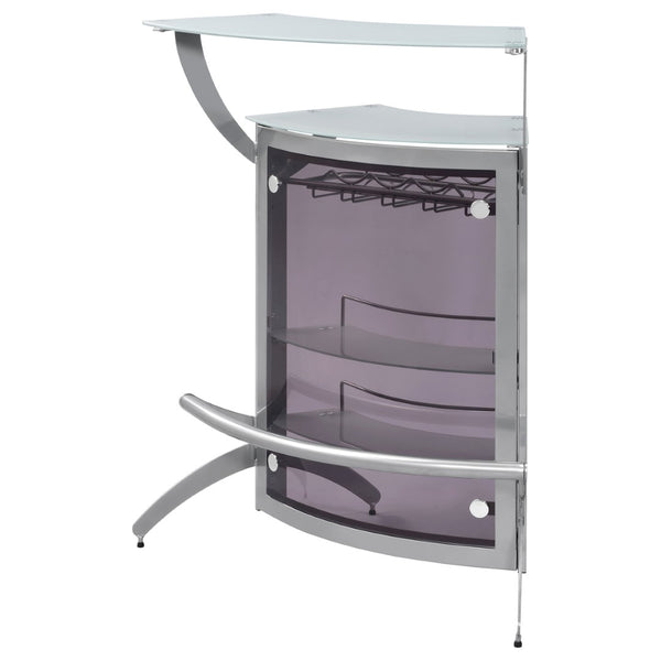English Elm Elaina Glam Silver Metal Bar Cart with Smoked Acrylic Panels and Stemware Rack B062P511938