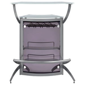 English Elm Elaina Glam Silver Metal Bar Cart with Smoked Acrylic Panels and Stemware Rack B062P511938