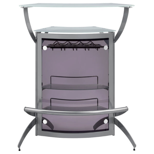 English Elm Elaina Glam Silver Metal Bar Cart with Smoked Acrylic Panels and Stemware Rack B062P511938