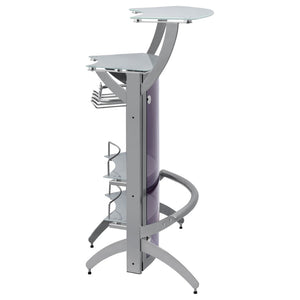 English Elm Elaina Glam Silver Metal Bar Cart with Smoked Acrylic Panels and Stemware Rack B062P511938