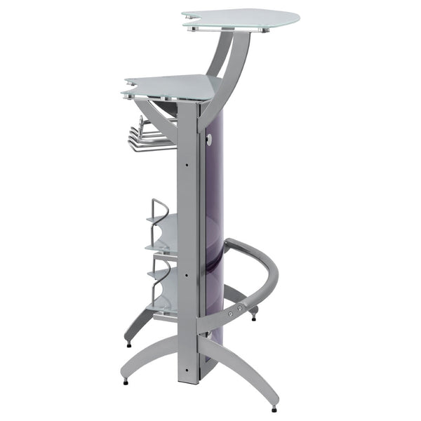 English Elm Elaina Glam Silver Metal Bar Cart with Smoked Acrylic Panels and Stemware Rack B062P511938