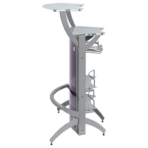English Elm Elaina Glam Silver Metal Bar Cart with Smoked Acrylic Panels and Stemware Rack B062P511938