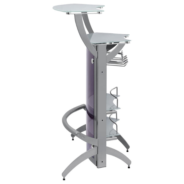 English Elm Elaina Glam Silver Metal Bar Cart with Smoked Acrylic Panels and Stemware Rack B062P511938