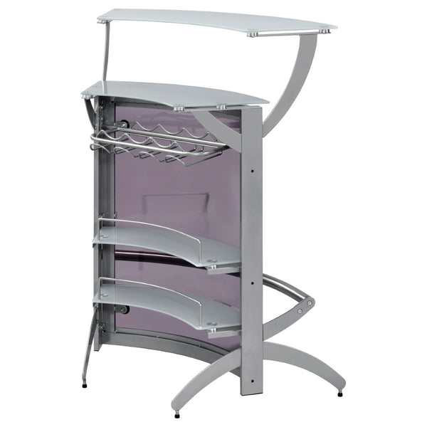English Elm Elaina Glam Silver Metal Bar Cart with Smoked Acrylic Panels and Stemware Rack B062P511938