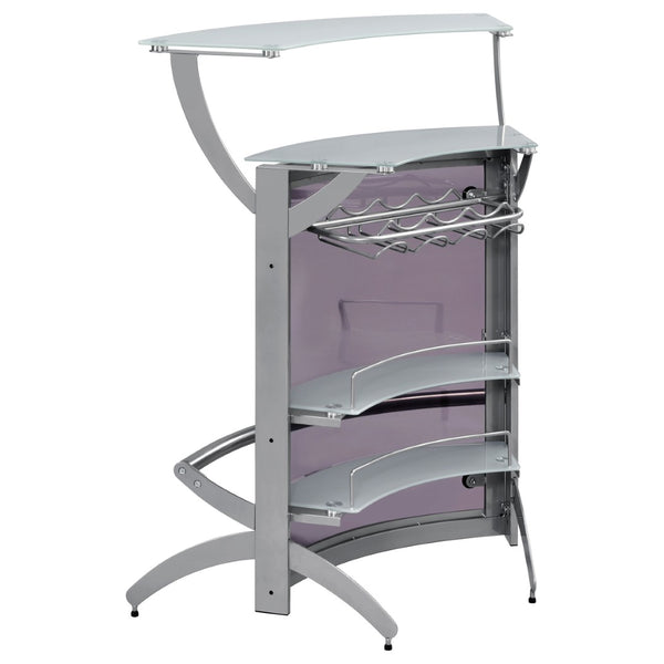 English Elm Elaina Glam Silver Metal Bar Cart with Smoked Acrylic Panels and Stemware Rack B062P511938