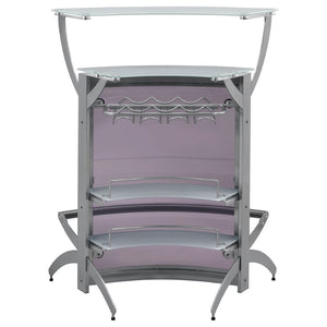 English Elm Elaina Glam Silver Metal Bar Cart with Smoked Acrylic Panels and Stemware Rack B062P511938