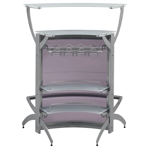English Elm Elaina Glam Silver Metal Bar Cart with Smoked Acrylic Panels and Stemware Rack B062P511938