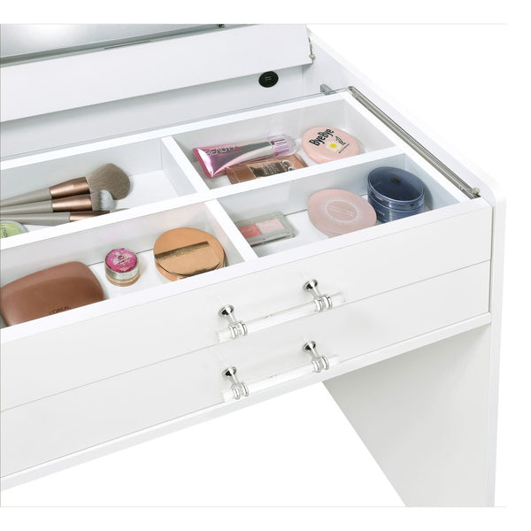 English Elm Ayuba Glam Makeup Vanity Set with LED Mirror USB Ports and Acrylic Accents B062P511939
