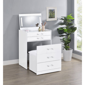 English Elm Ayuba Glam Makeup Vanity Set with LED Mirror USB Ports and Acrylic Accents B062P511939