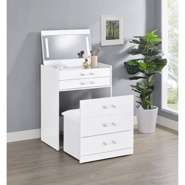 English Elm Ayuba Glam Makeup Vanity Set with LED Mirror USB Ports and Acrylic Accents B062P511939