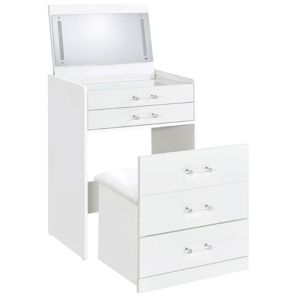 English Elm Ayuba Glam Makeup Vanity Set with LED Mirror USB Ports and Acrylic Accents B062P511939