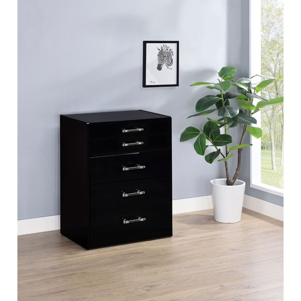 English Elm Ayuba Gloss Black Makeup Vanity Set with LED Mirror USB Ports and Padded Stool B062P511940