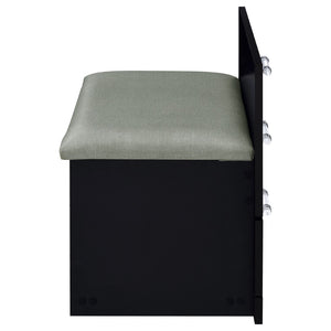 English Elm Ayuba Gloss Black Makeup Vanity Set with LED Mirror USB Ports and Padded Stool B062P511940