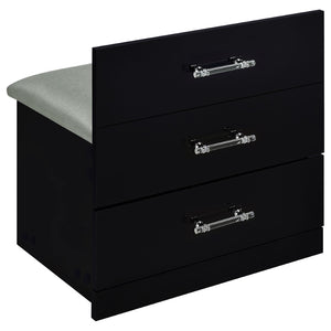 English Elm Ayuba Gloss Black Makeup Vanity Set with LED Mirror USB Ports and Padded Stool B062P511940