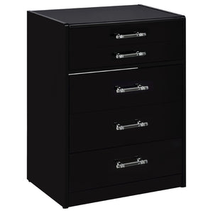 English Elm Ayuba Gloss Black Makeup Vanity Set with LED Mirror USB Ports and Padded Stool B062P511940