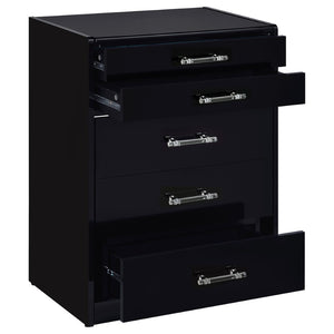 English Elm Ayuba Gloss Black Makeup Vanity Set with LED Mirror USB Ports and Padded Stool B062P511940