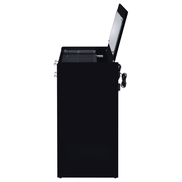 English Elm Ayuba Gloss Black Makeup Vanity Set with LED Mirror USB Ports and Padded Stool B062P511940