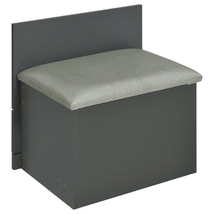 English Elm Ayuba High Gloss Grey Vanity Set with LED Mirror USB Charging and Padded Stool B062P511941