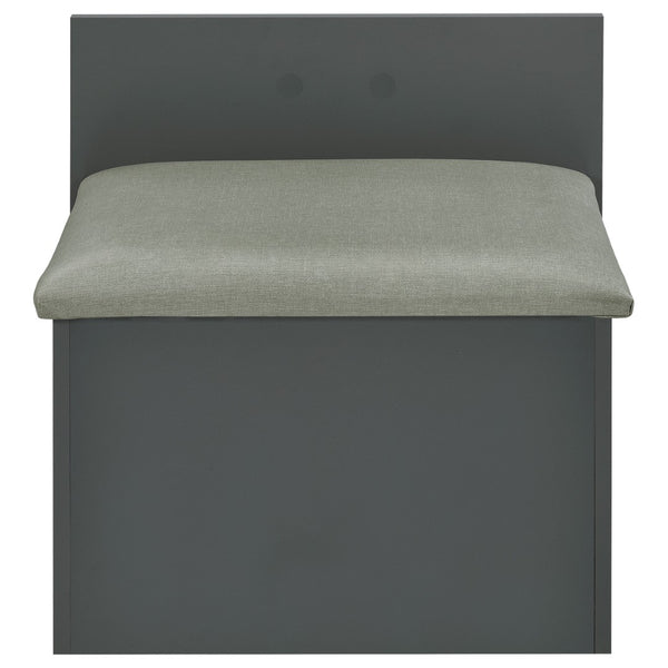 English Elm Ayuba High Gloss Grey Vanity Set with LED Mirror USB Charging and Padded Stool B062P511941