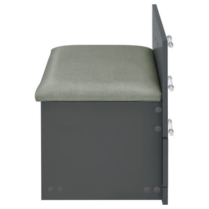 English Elm Ayuba High Gloss Grey Vanity Set with LED Mirror USB Charging and Padded Stool B062P511941