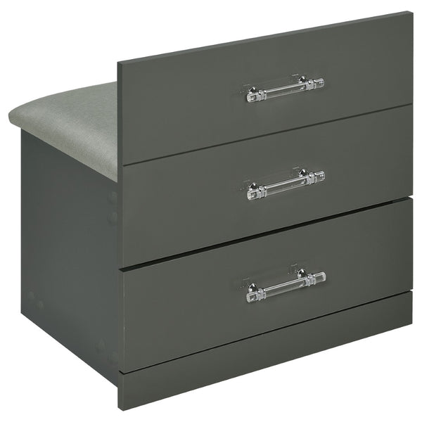 English Elm Ayuba High Gloss Grey Vanity Set with LED Mirror USB Charging and Padded Stool B062P511941
