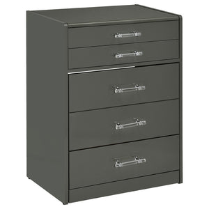 English Elm Ayuba High Gloss Grey Vanity Set with LED Mirror USB Charging and Padded Stool B062P511941